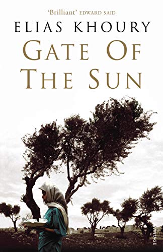 Book cover featuring a woman in a headscarf standing by olive trees.