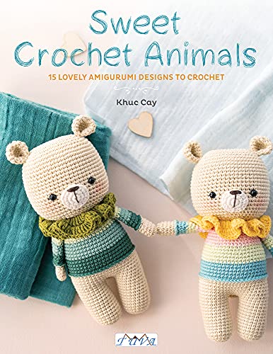 Book cover showing two crocheted bear amigurumi dolls holding hands on a soft background.