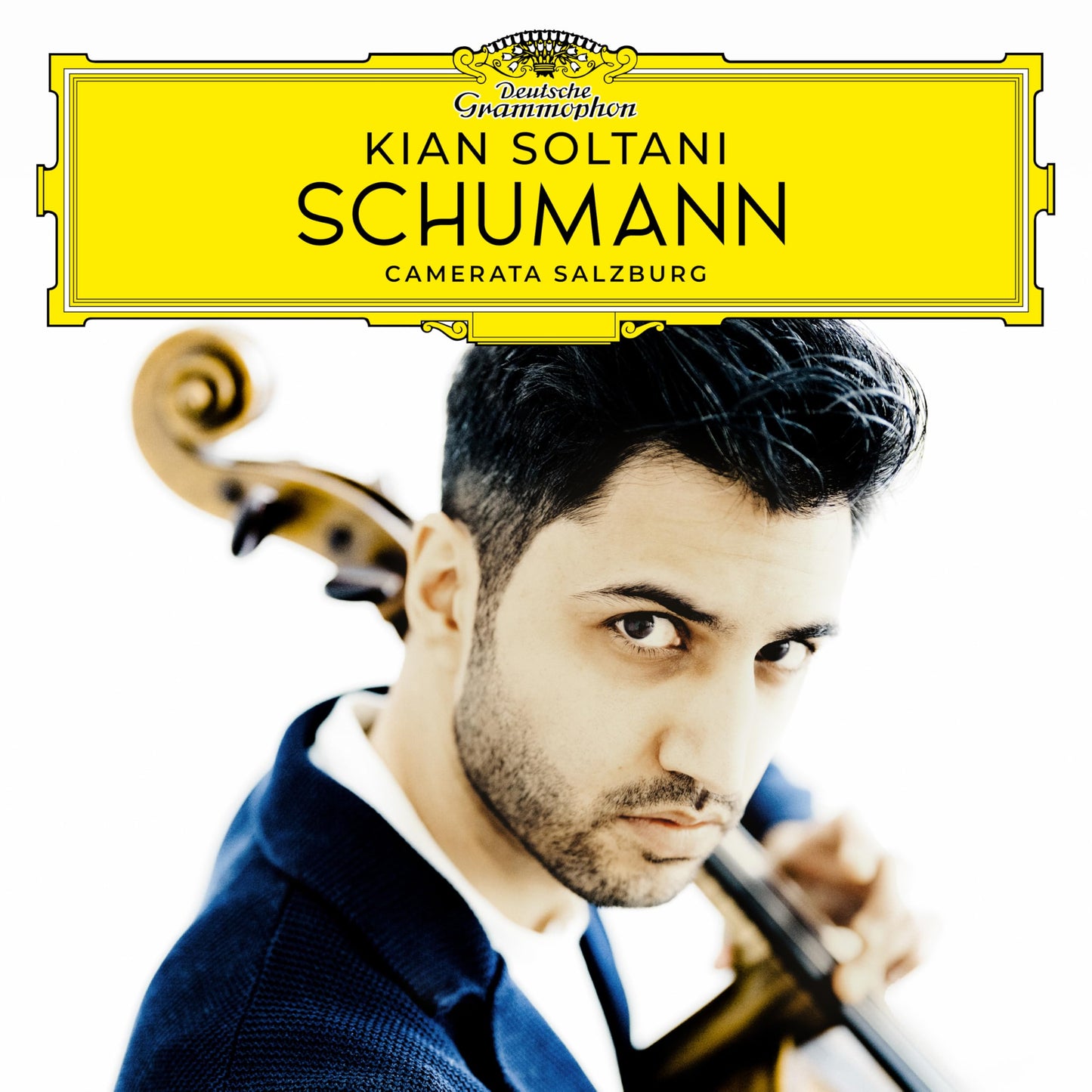 Cello player Kian Soltani on CD cover for Schumann recording.