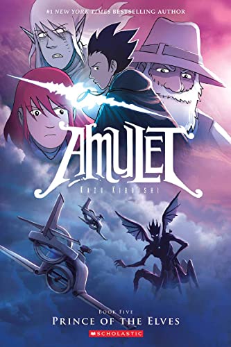 Graphic novel cover featuring four characters, a flying machine, and a winged creature.
