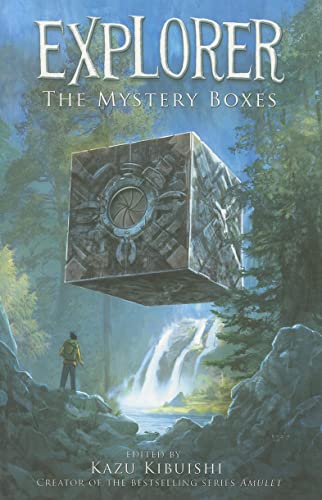 Book cover: a floating, ornate cube over a forest and waterfall.