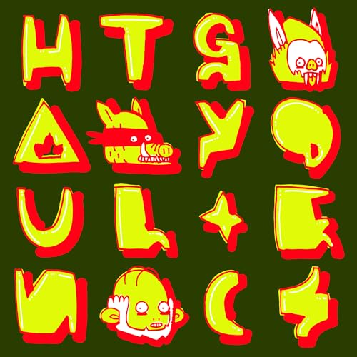 Album cover for Kid Acne’s “Hauntology Codes” with bright, cartoonish lettering.