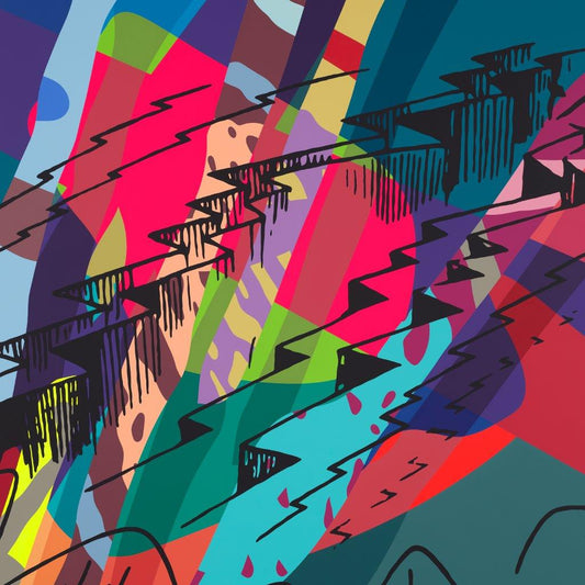 Abstract colorful album art for Kid Cudi’s “Insano” CD.