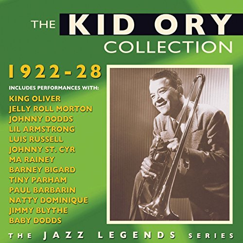 "CD cover with sepia-toned image of man playing trombone, green background, white and yellow text."