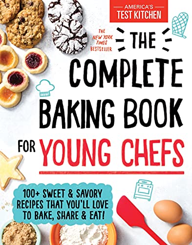 Cookbook cover with baked goods, chef’s hat, and red spatula.