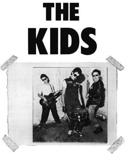 Black and white photo of three musicians, album cover for The Kids.