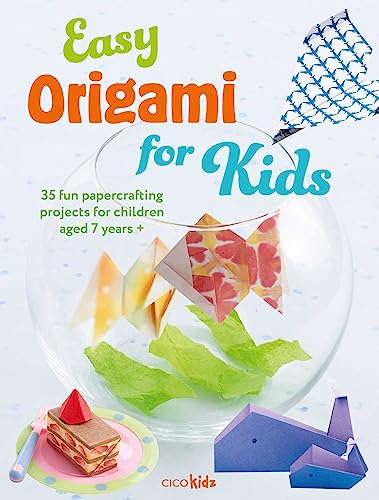 Book cover titled Easy Origami for Kids featuring paper fish in a glass bowl.