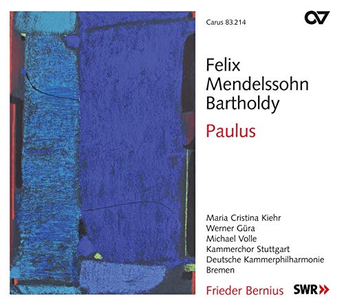 CD cover for Felix Mendelssohn’s “Paulus” with blue abstract design.