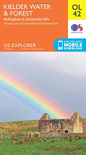 Ordnance Survey map cover showing a rainbow over stone ruins.