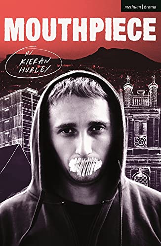 Play cover: hooded figure with a taped mouth, city background.