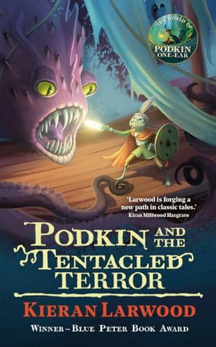 Book cover: rabbit with sword facing a large, purple tentacled monster.