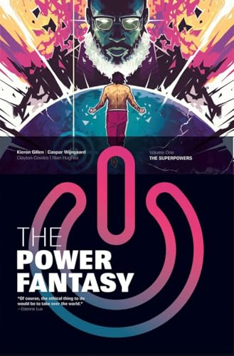 Comic book cover art featuring a man standing before a giant face and planet.