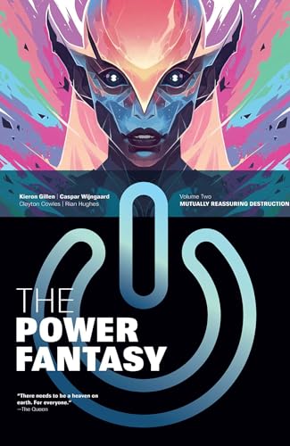 Comic book cover featuring a stylized alien face above a large power button icon.