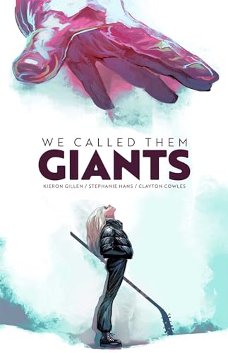 Comic book cover: woman looking up at a massive, colorful hand.