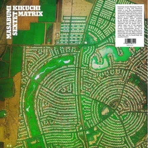 Vinyl record cover with abstract aerial view of green and brown fields.
