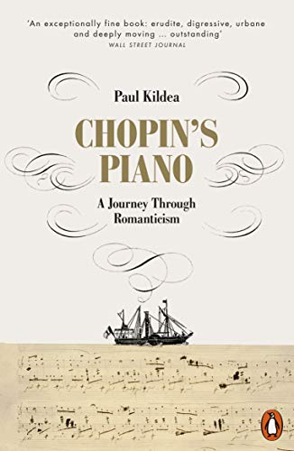Book cover: "Chopin's Piano" with ornate script and a sailing ship illustration.