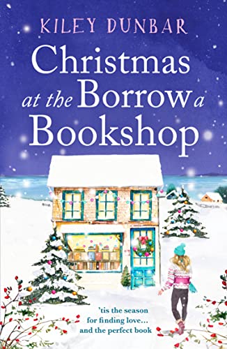 Book cover: snowy bookshop scene with a woman walking away.