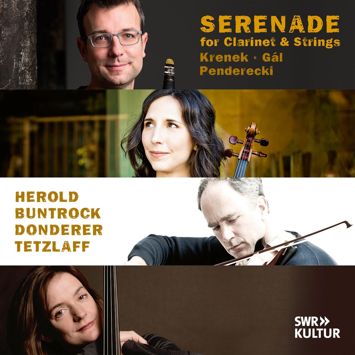 CD cover with portraits of musicians and a violin, titled "Serenade".
