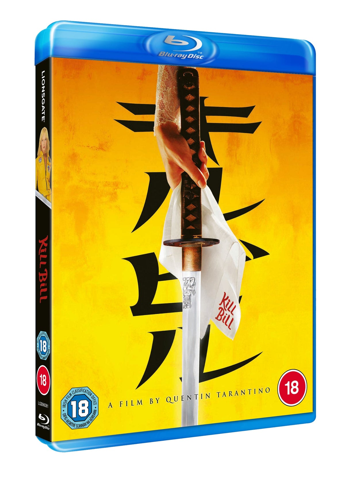 “Kill Bill Volume 1” Blu-ray case with a yellow and black design, sword imagery.