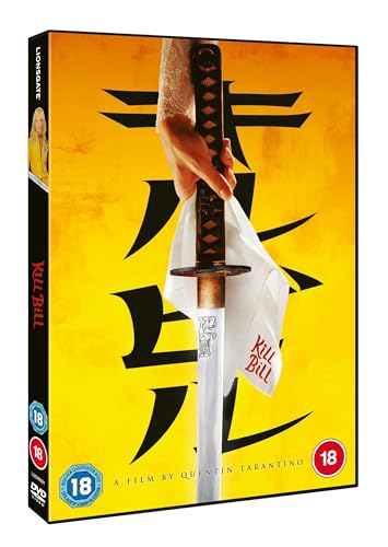 Kill Bill Volume 1 DVD cover featuring a hand holding a katana on yellow background.