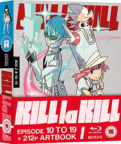 “Kill la Kill” Blu-ray box set cover with anime characters and bold text.