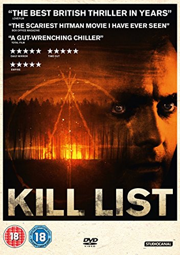 DVD cover for Kill List featuring a man's face superimposed over a fiery forest.