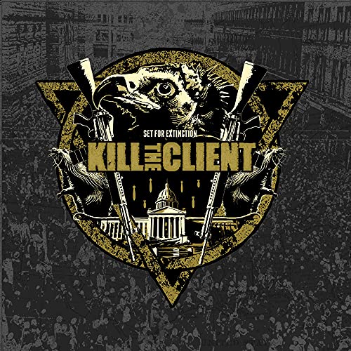 CD cover: golden triangle with skull, guns, and city background.