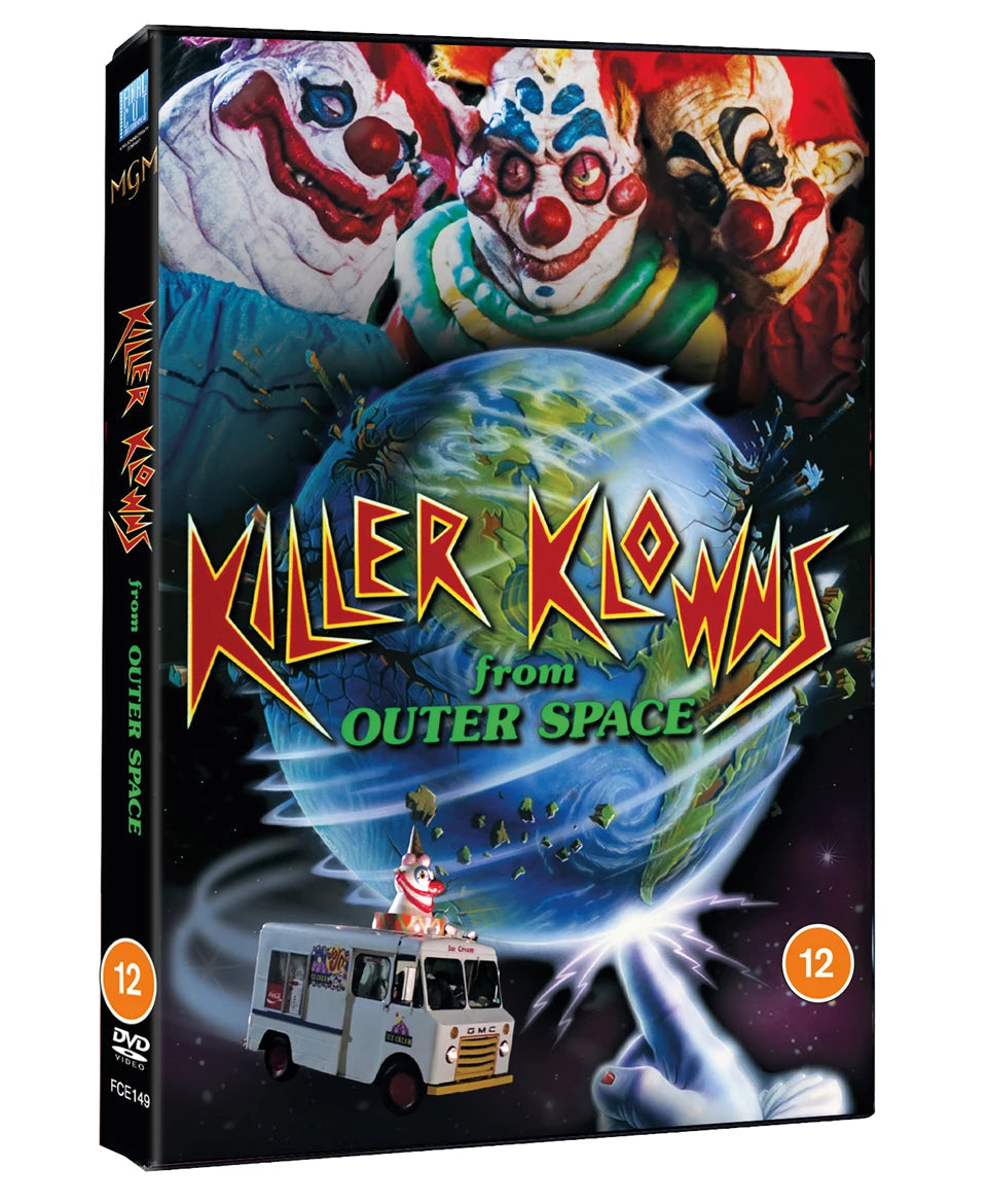 DVD cover for “Killer Klowns From Outer Space” featuring menacing clowns.
