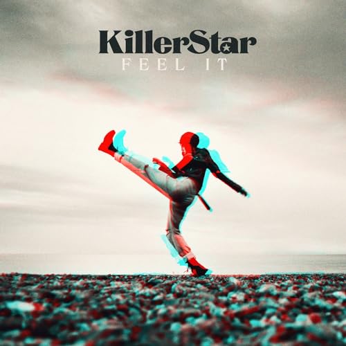 Album cover for Killerstar’s “Feel It” featuring a distorted figure in motion.