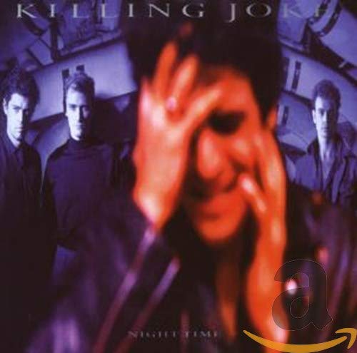 Killing Joke album cover, "Night Time," featuring distorted faces in purple tones.