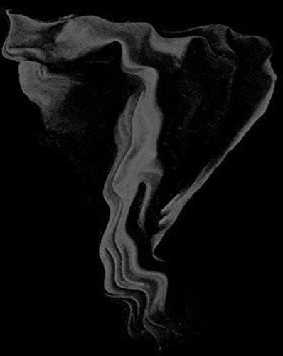 Black and white abstract image of flowing, wave-like shapes.