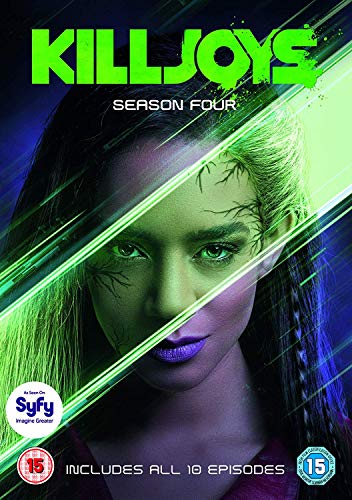 Killjoys Season 4 DVD cover featuring a woman's face with scratches and green light.