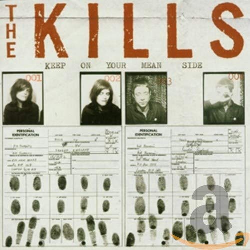 The Kills album cover: mugshots, fingerprints, and document-style graphics.