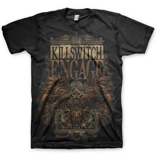 Black Killswitch Engage t-shirt with ornate skull and mask graphic.