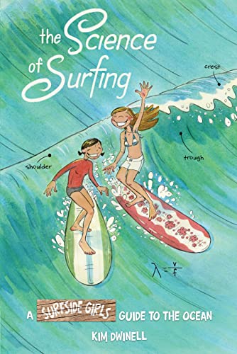 Book cover: illustrated surfers riding waves, labeled with surfing terms.