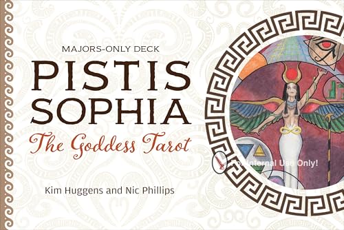 “Pistis Sophia” tarot deck cover with a goddess illustration and Greek key border.