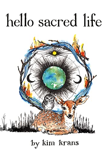 Book cover with deer, owl, celestial symbols, and handwritten title.