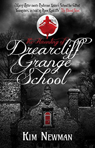 Book cover: dark manor house, red title, ghostly figure in moon.