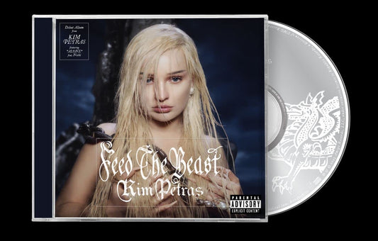 Kim Petras "Feed The Beast" CD case with blonde singer portrait.