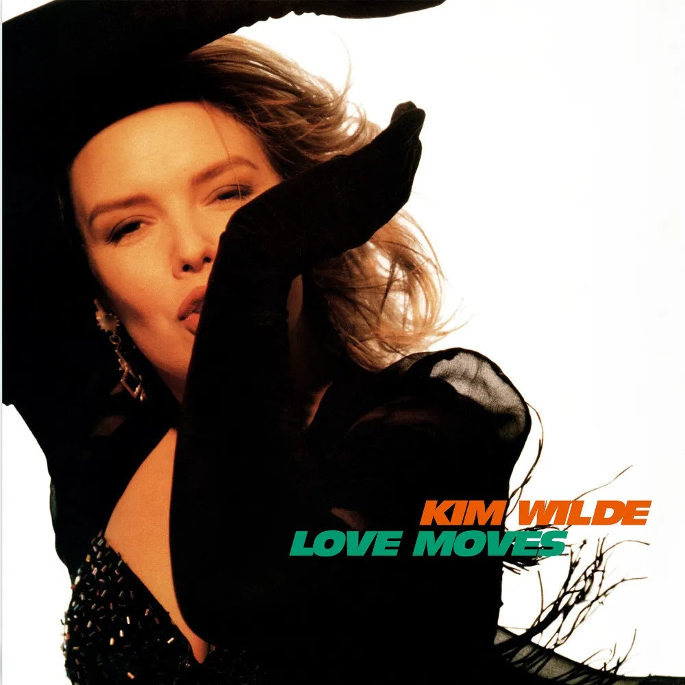 Kim Wilde album cover, “Love Moves”, featuring a portrait and bold text.