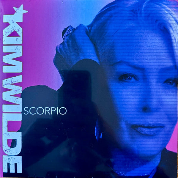 Kim Wilde’s “Scorpio” vinyl album cover with blue and pink tones.