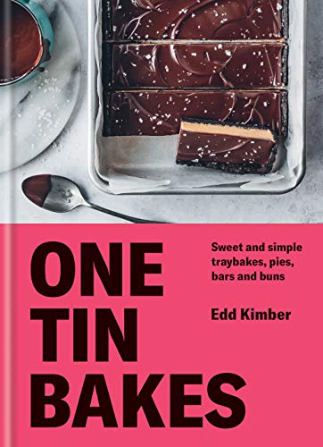 "Cookbook cover featuring a tray of chocolate bars on a pink background."