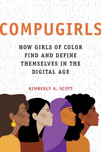 Book cover with diverse women’s profiles and binary code background.