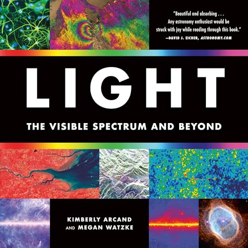 Book cover: "Light" with colorful images of light phenomena and space.