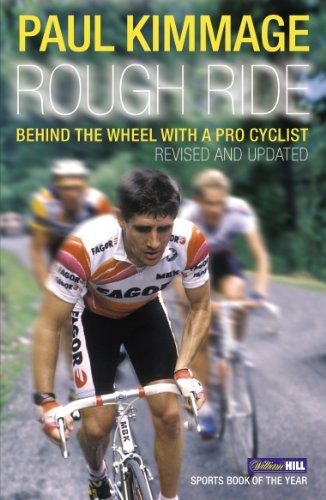 Book cover: cyclist Paul Kimmage racing, titled "Rough Ride.