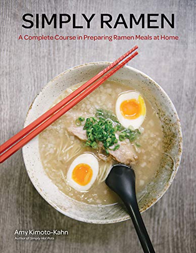 Book cover showing a bowl of ramen with soft-boiled eggs and red chopsticks.