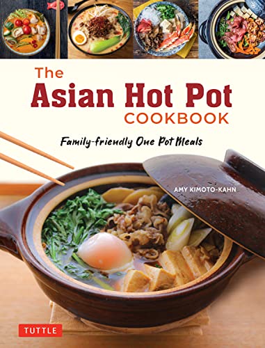 Cookbook cover featuring various Asian hot pot dishes and ingredients.