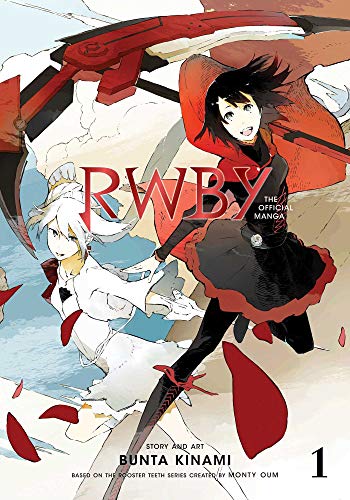RWBY manga volume one cover featuring Ruby and a white-haired character.