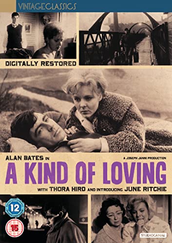 DVD cover for "A Kind Of Loving" featuring a couple and city scenes.
