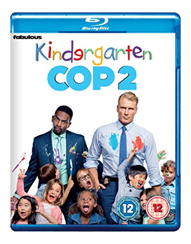Kindergarten Cop 2" Blu-ray cover featuring Arnold Schwarzenegger with children.